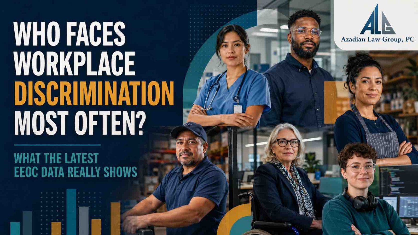 Diverse American workers represented in workplace discrimination and EEOC data